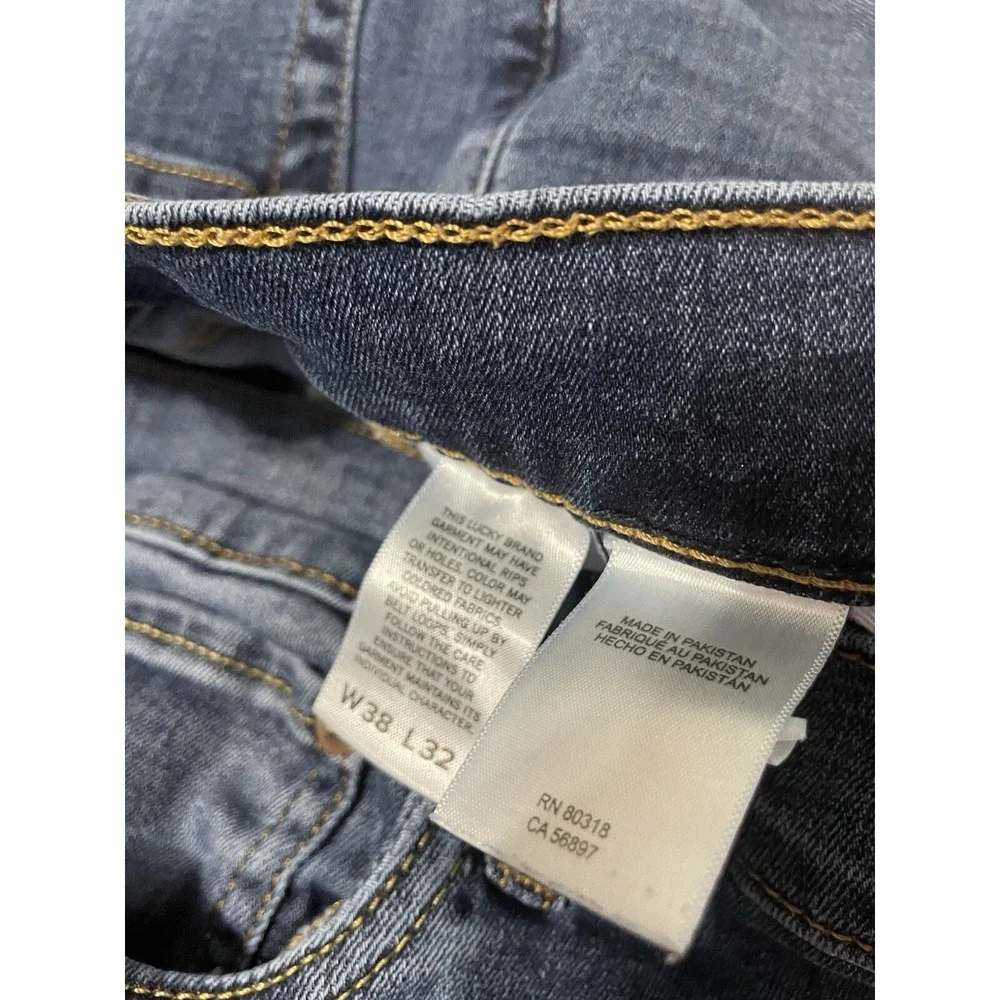 Lucky Brand Men's 412 Straight Stretch Blue Denim Jeans Size 38x32 - Picture 4 of 6